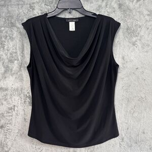 Jennie & Marlis top XL black sleeveless top draped neckline soft